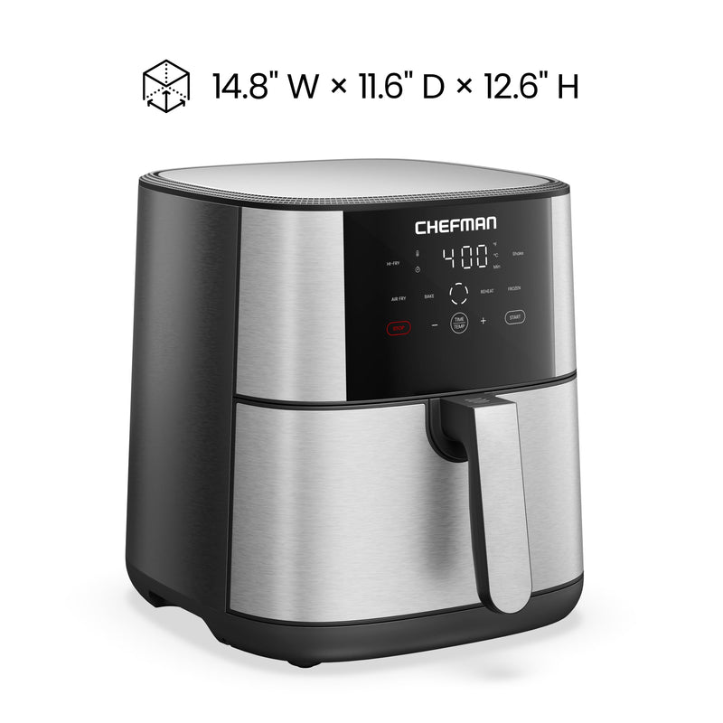 Chefman TurboFry Touch 8 qt Air Fryer, Stainless Steel