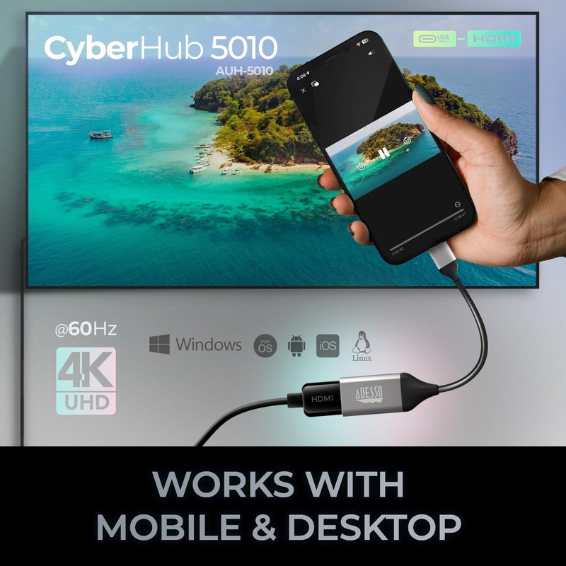 Adesso - USB C To HDMI Adapter @4K/60Hz