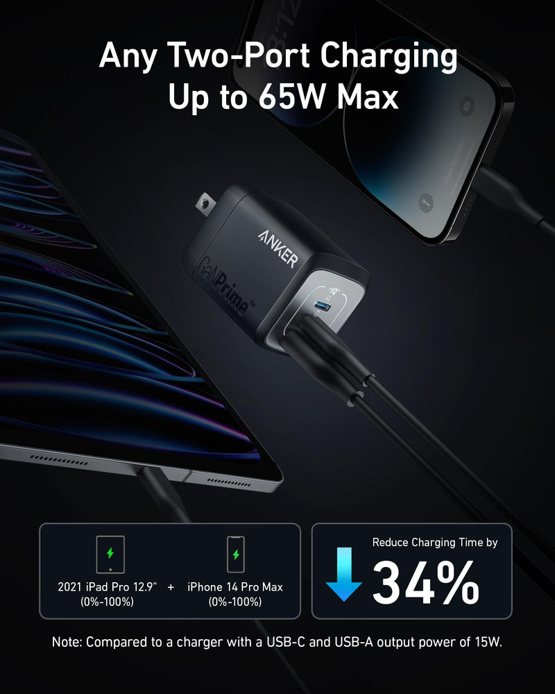 Anker - Prime (A2669) - 67W 3-Port GaN Wall Charger - Black