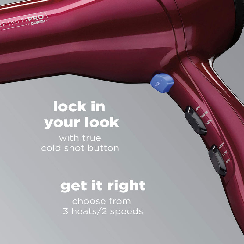 InfinitiPRO by Conair 259BDNRY 1875 W Hair Dryer, Burgundy