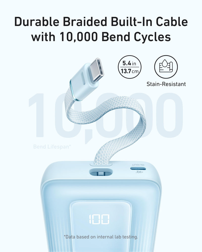Anker - Zolo (A1688) - 10,000mAh 30W Power Bank with Built-In USB-C - Black