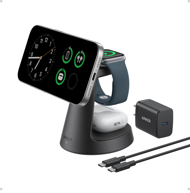 Anker - MagGo (A25M4) - 3-in-1 Wireless Charging Dock - Black