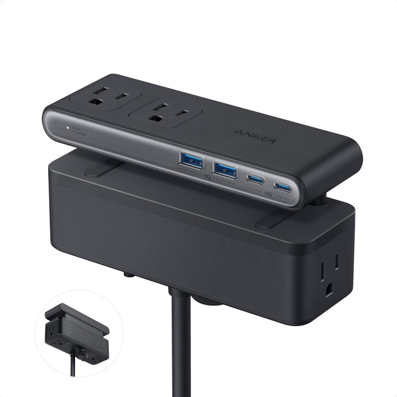 Anker - Nano (A9196) - 10-in-1 70W Desk Clamp Power Strip - Black