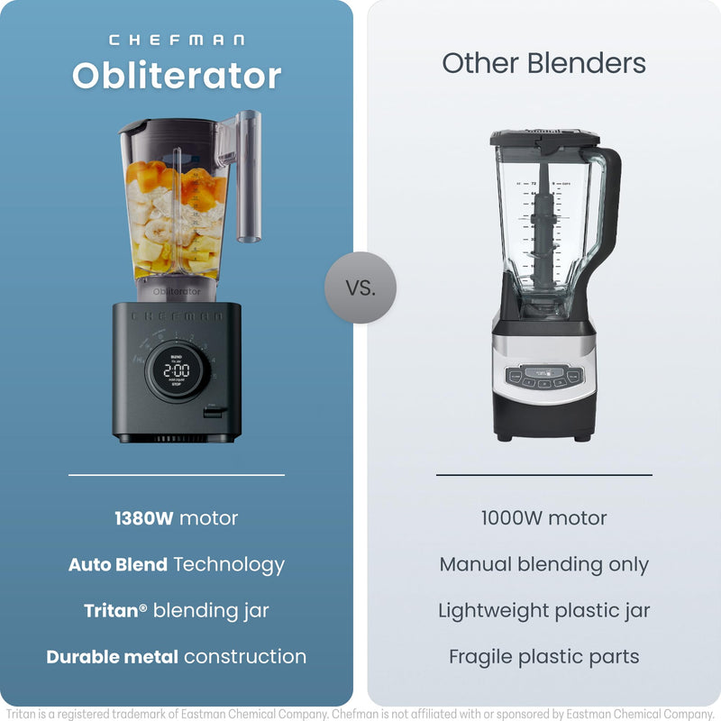 Chefman Obliterator 48 oz Blender with Travel Jar, Midnight