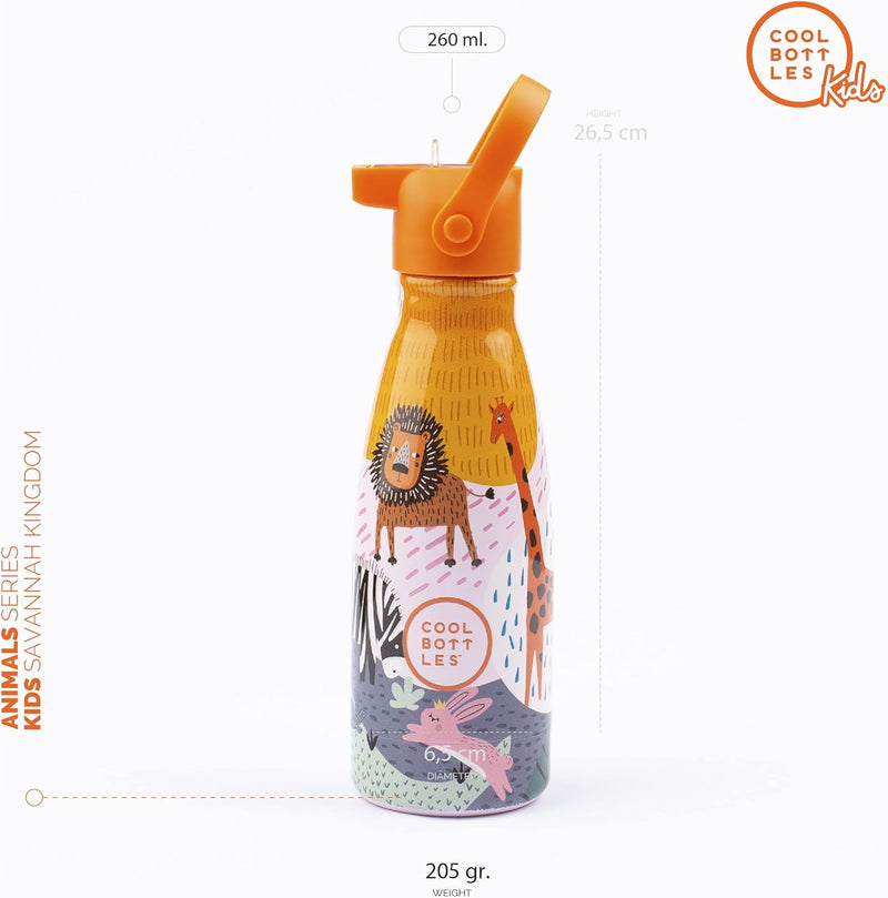 Cool Bottles - Kids 260ml - Animal Series - Savannah Kingdom