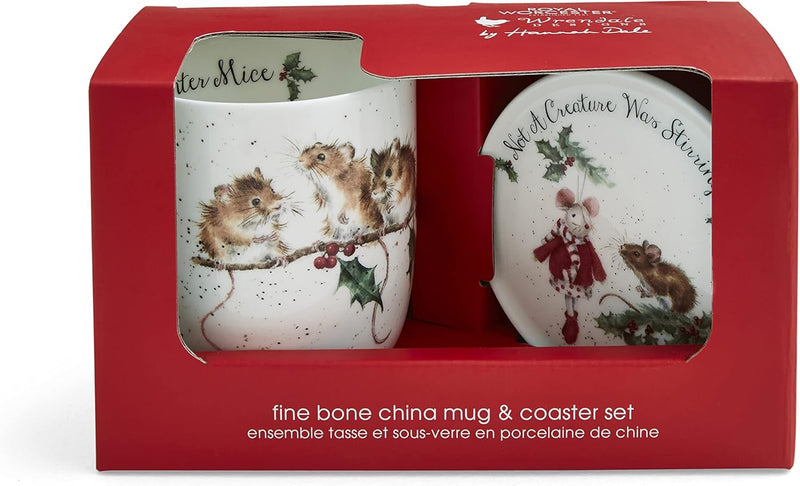 Royal Worcester - Wrendale Designs Mug and Coaster Gift Set | 11 oz Fine Bone China