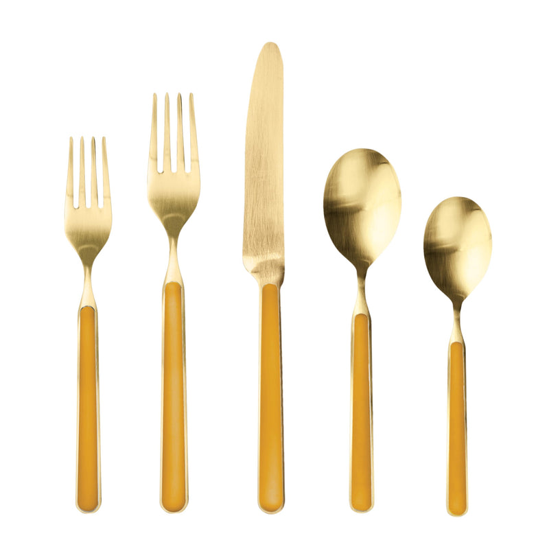 Mepra – Fantasia Ice Gold Mustard – 5-Piece Flatware Set