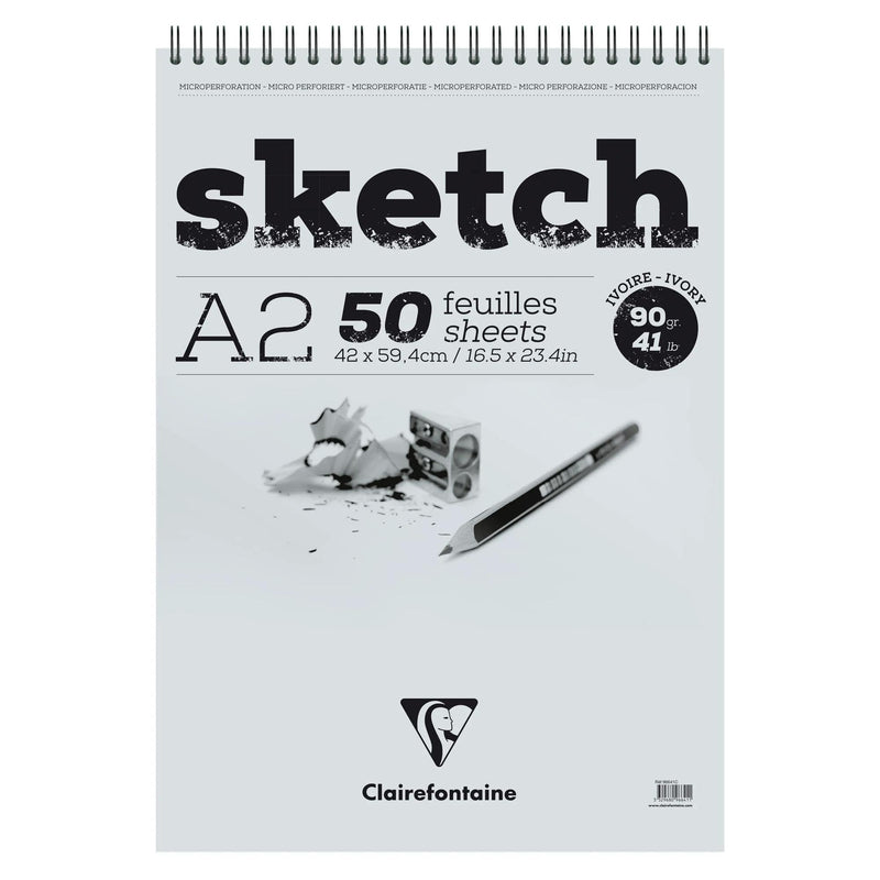 Clairefontaine - Sketchpad Glued Ivory 90G 50 Sheets A2