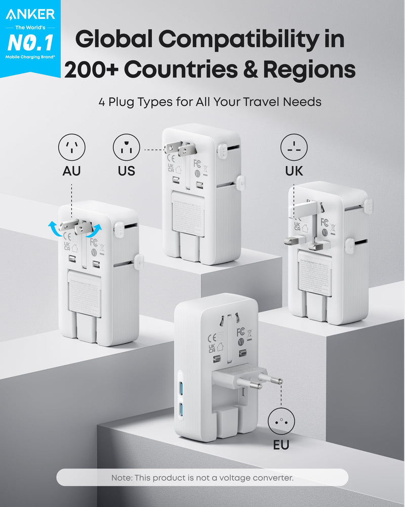 Anker - Nano (A9215) - 5-in-1 20W Travel Plug Adapter - White