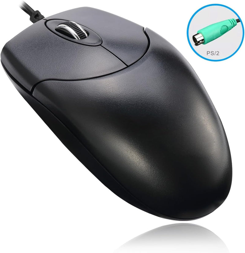 Adesso - Mouse Wired 3 Button PS/2 Scroll Optical PC/Mac - Black