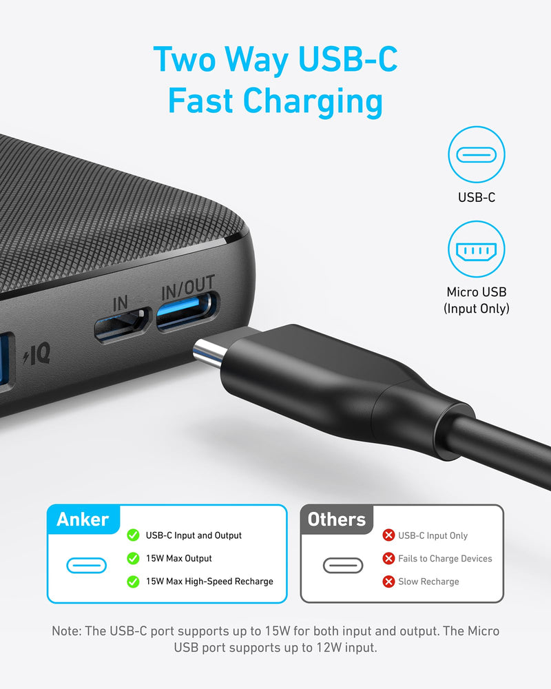 Anker - 313 (A1229) - PowerCore 10,000mAh Power Bank - Black
