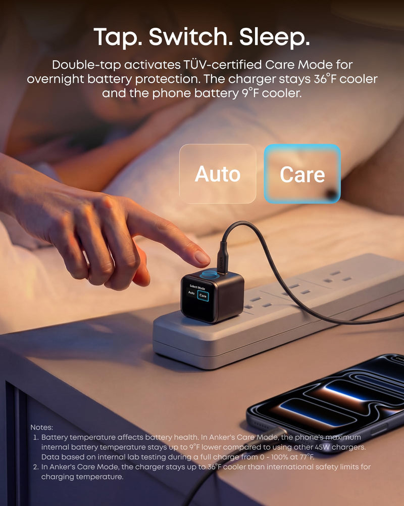 Anker - Nano (A121D) - 45W USB-C Wall Charger with Smart Display - Blue
