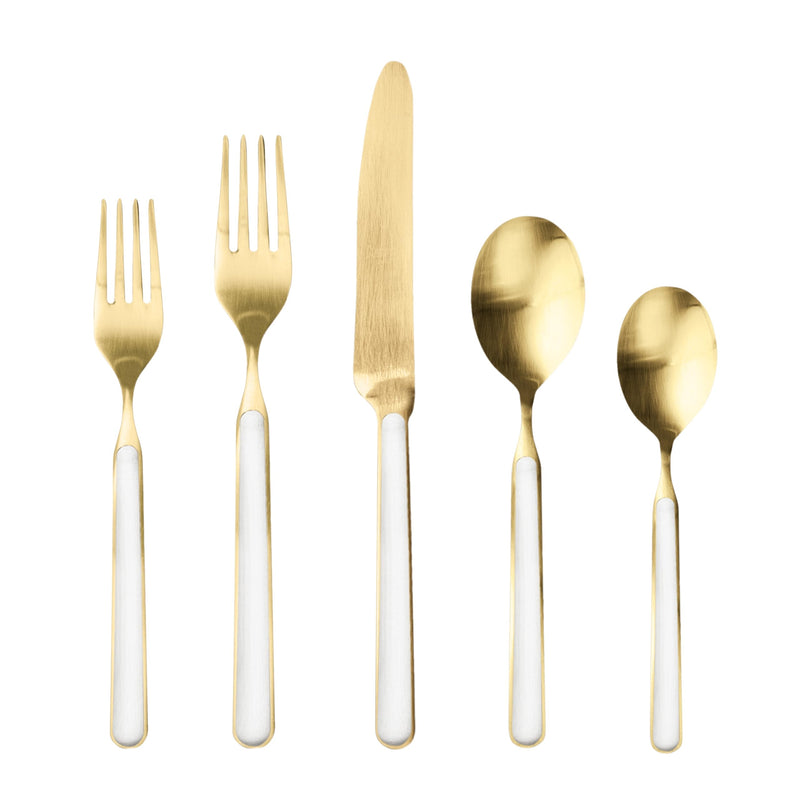 Mepra – Fantasia Ice Gold Porcelain – 5-Piece Flatware Set