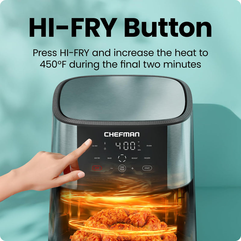 Chefman TurboFry Touch 8 qt Air Fryer, Stainless Steel