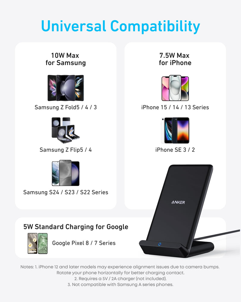 Anker - 313 (A2524) - Wireless Charging Stand - Black