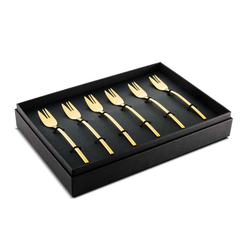Mepra – Due Ice Gold Cake Fork Set – 6-Piece Set