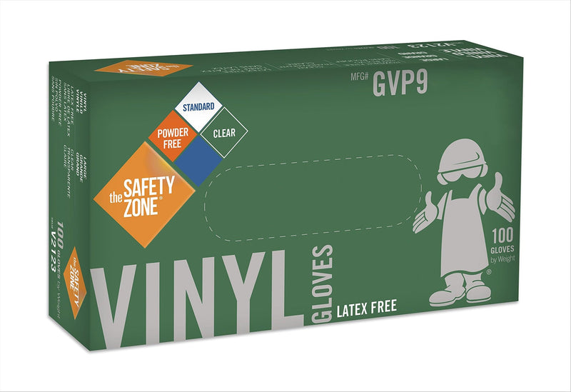 Safety Zone - Powder-Free Vinyl Gloves - Clear, X-Large (100-Count)