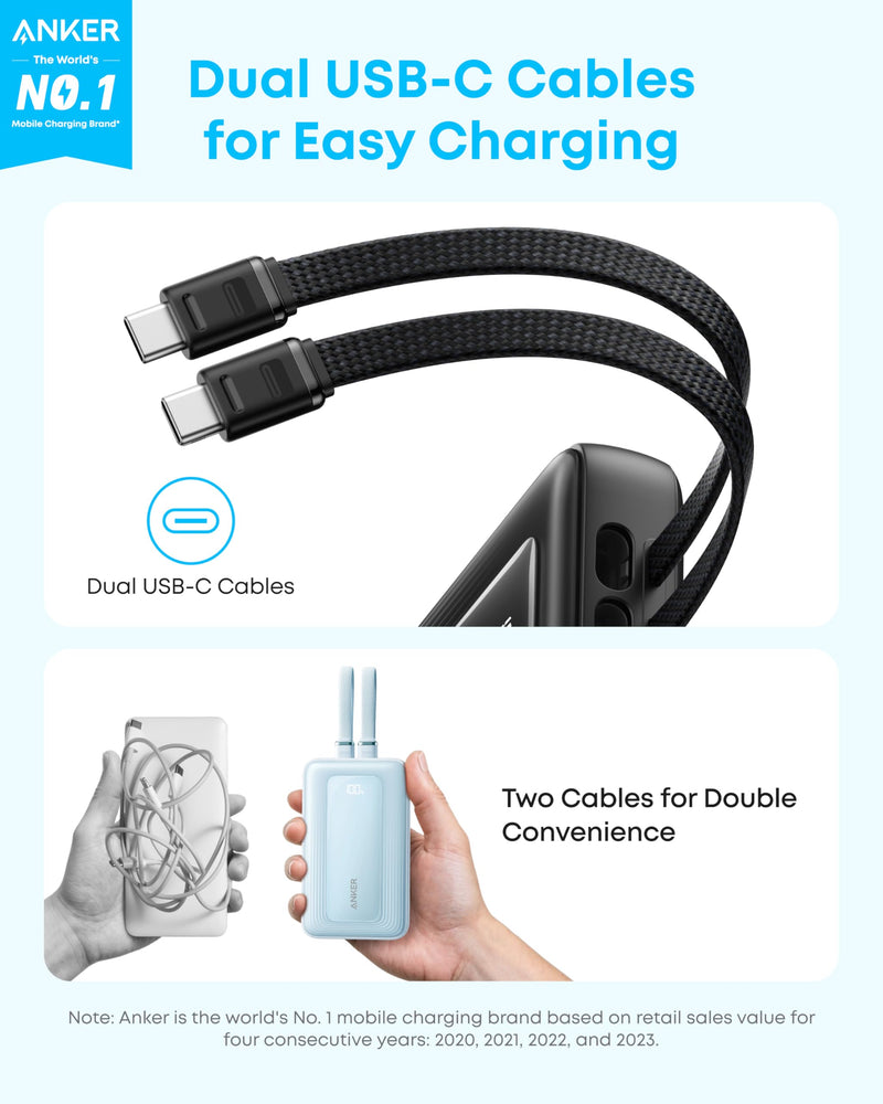 Anker - Zolo (A110M) - 20,000mAh 45W Power Bank with Built-In USB-C - Black
