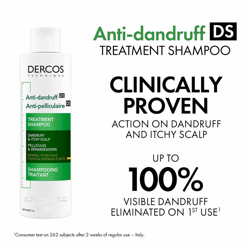 Vichy Dercos Anti-Dandruff Shampoo for Dry to Normal Hair, 200 mL