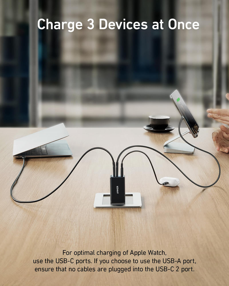 Anker - 735 (A2667) - Nano II 65W 3-Port Wall Charger - Black