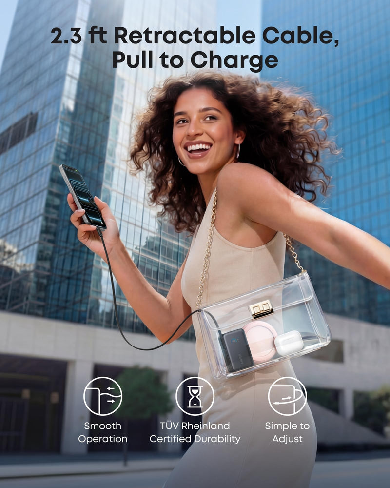 Anker - Nano (A1638) - 10,000mAh 45W Power Bank with Retractable USB-C - Black