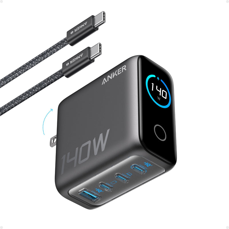 Anker - A2697 - 140W 4-Port USB-C Wall Charger with Cable - Black