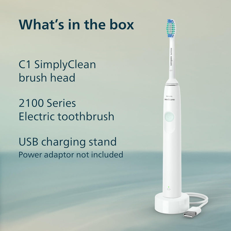 Philips Sonicare 2100 Electric Toothbrush HX3661/04, White Mint