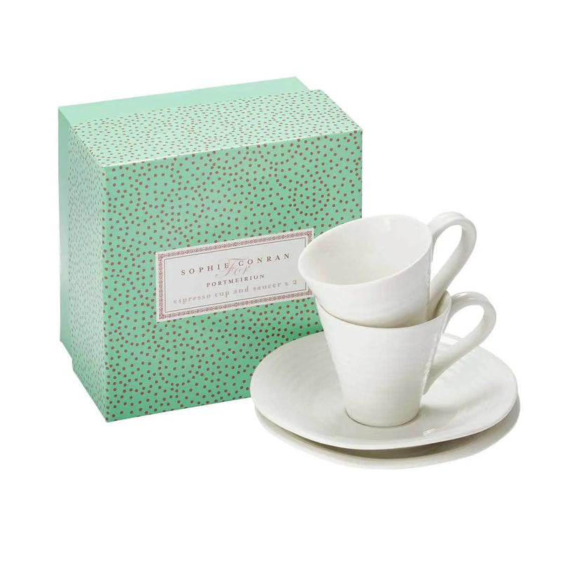 Sophie Conran - White - Espresso Cups & Saucers (Set of 2)