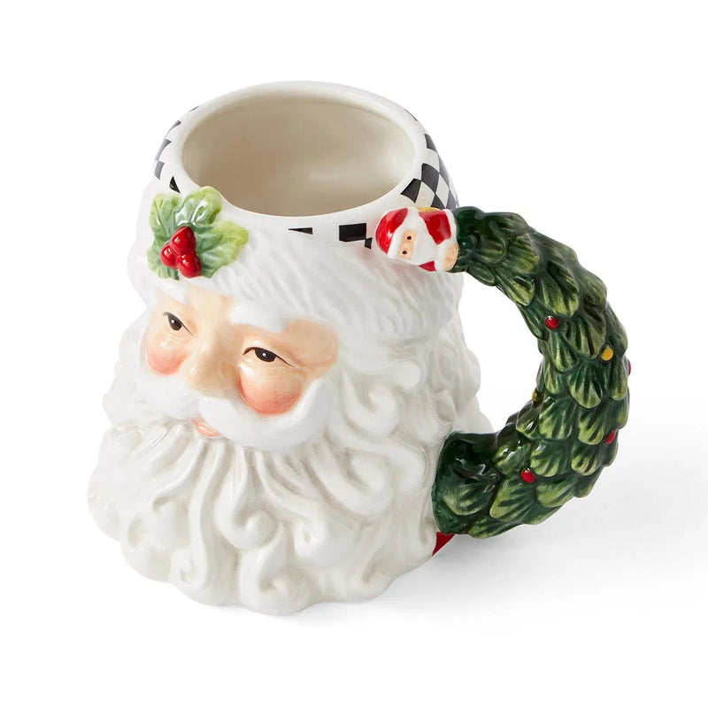 Spode - Christmas Tree Blk/Wht - Santa Toby Mug - 5.2"