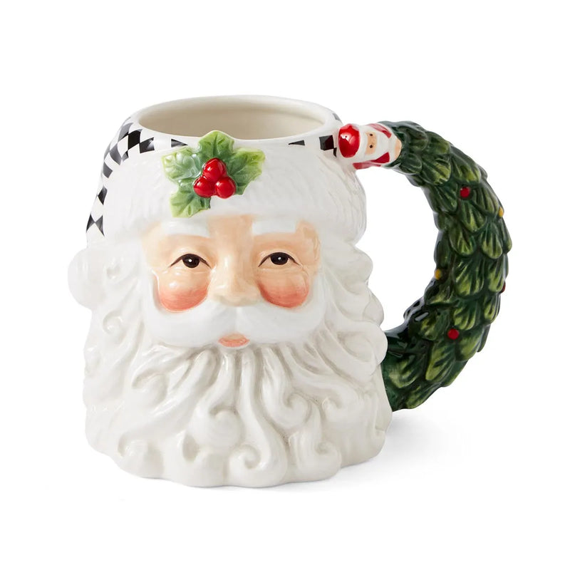 Spode - Christmas Tree Blk/Wht - Santa Toby Mug - 5.2"