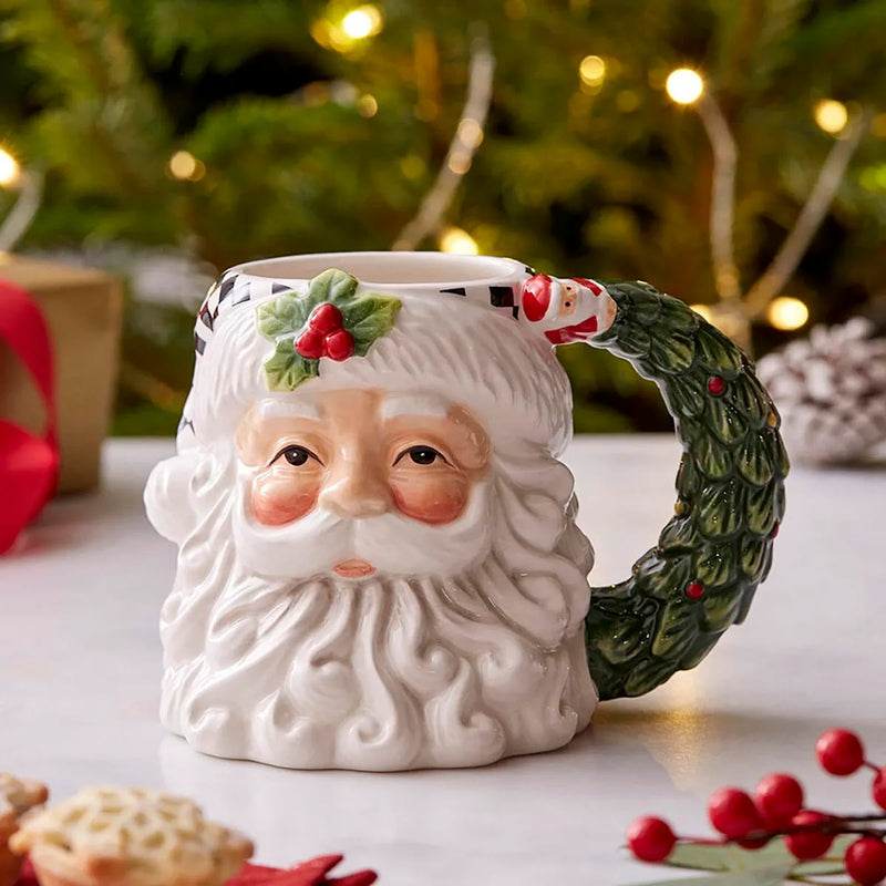 Spode - Christmas Tree Blk/Wht - Santa Toby Mug - 5.2"