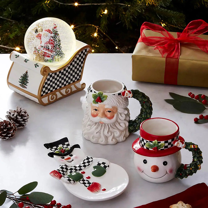 Spode - Christmas Tree Blk/Wht - Snowman Toby Mug - 5.4"