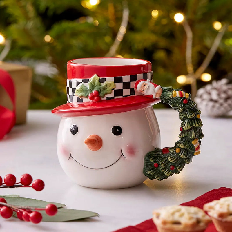 Spode - Christmas Tree Blk/Wht - Snowman Toby Mug - 5.4"