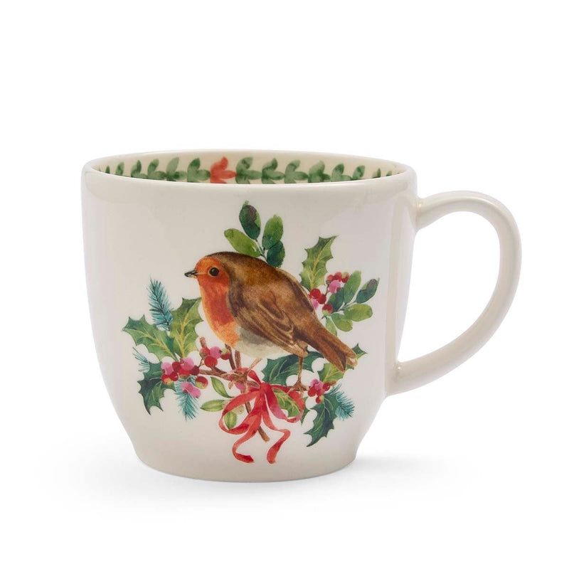 Portmeirion Botanic Garden Christmas Holly Robin latte mug