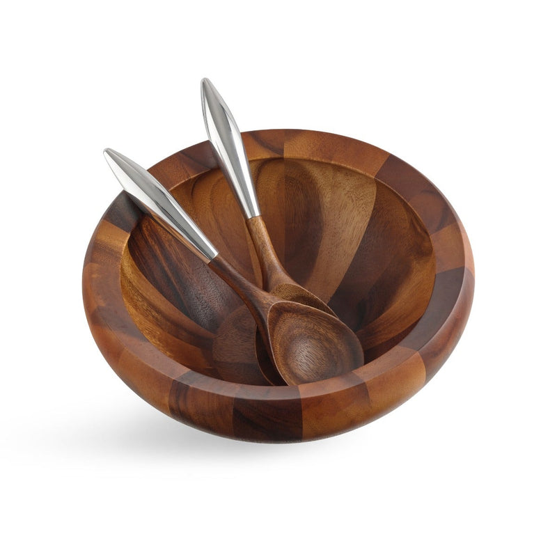 Nambé - Yaro Salad Bowl with Servers | 14 in / 35.6 cm