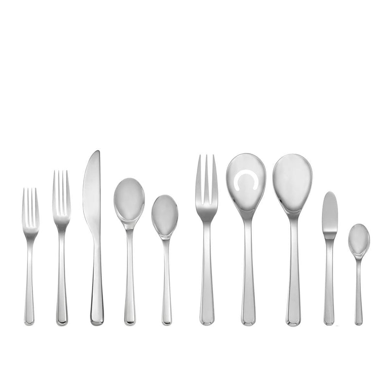 Nambé Aura 45-Piece Flatware Set - flatware pattern illustration; set contents are described in the listing.