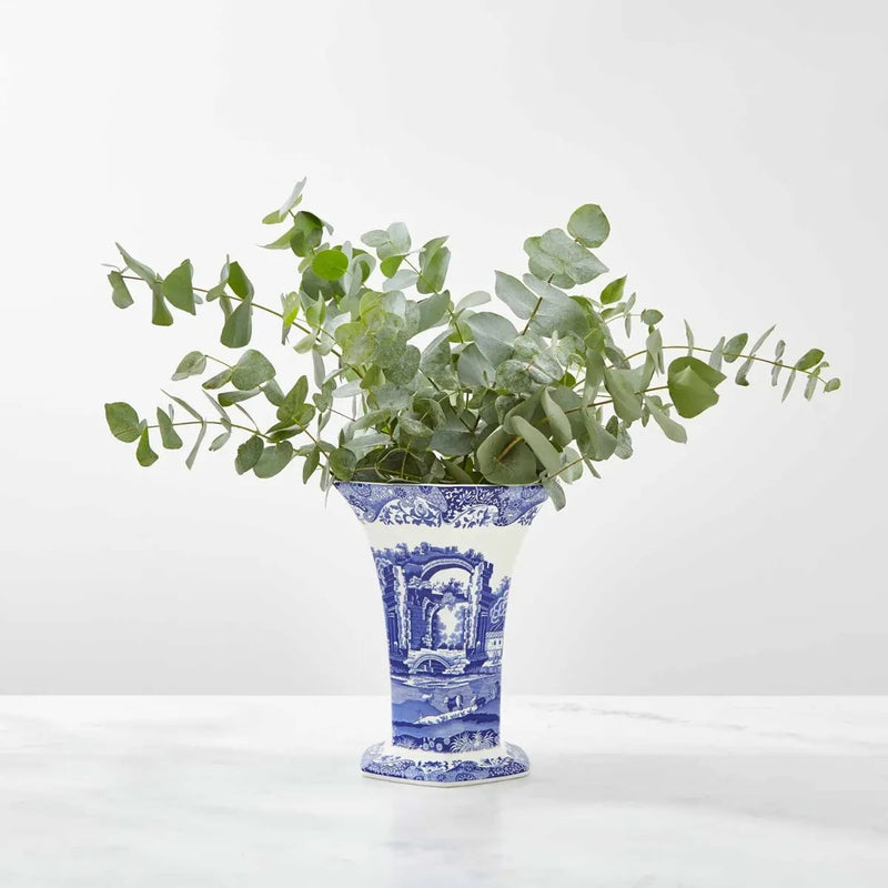 Spode - Blue Italian - Hexagonal Vase | 11 in