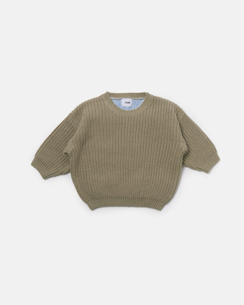 7AM - Long Sleeve Boxy Sweater - Chunky