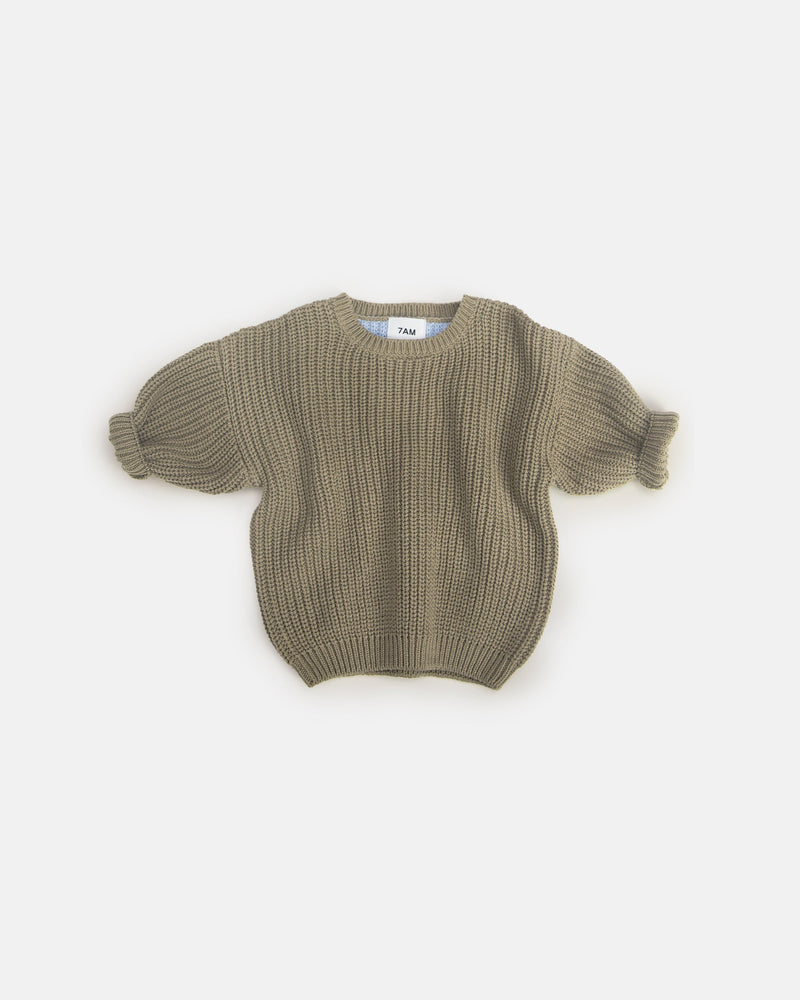 7AM - Long Sleeve Boxy Sweater - Chunky
