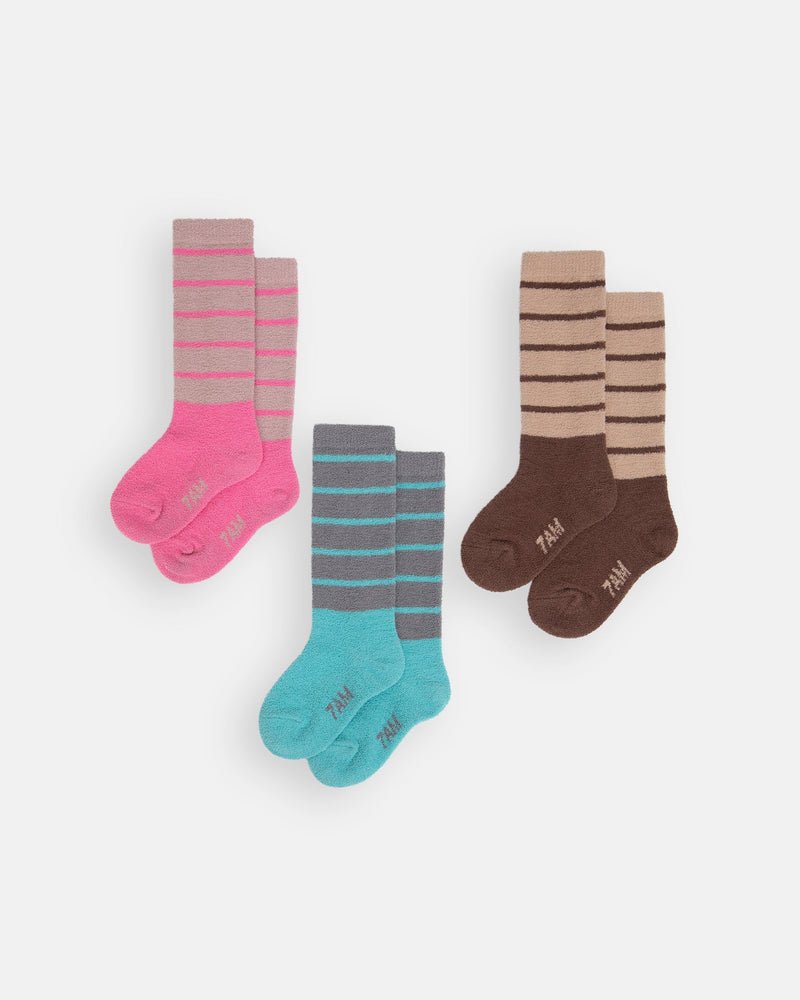 7AM - Long Striped Socks - Fuzzy