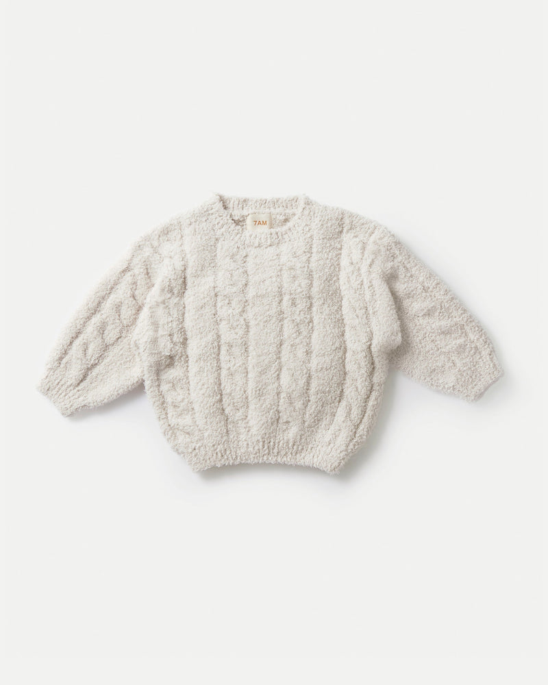 7AM - Boxy Cable Sweater - Fuzzy