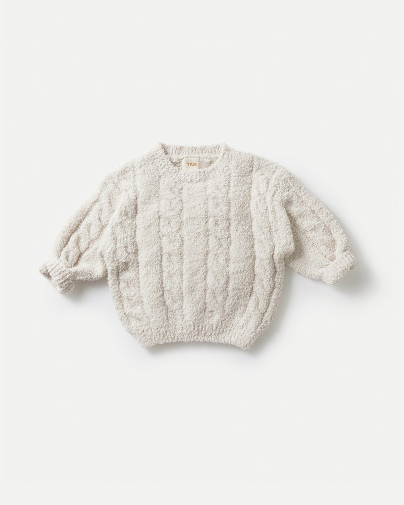 7AM - Boxy Cable Sweater - Fuzzy