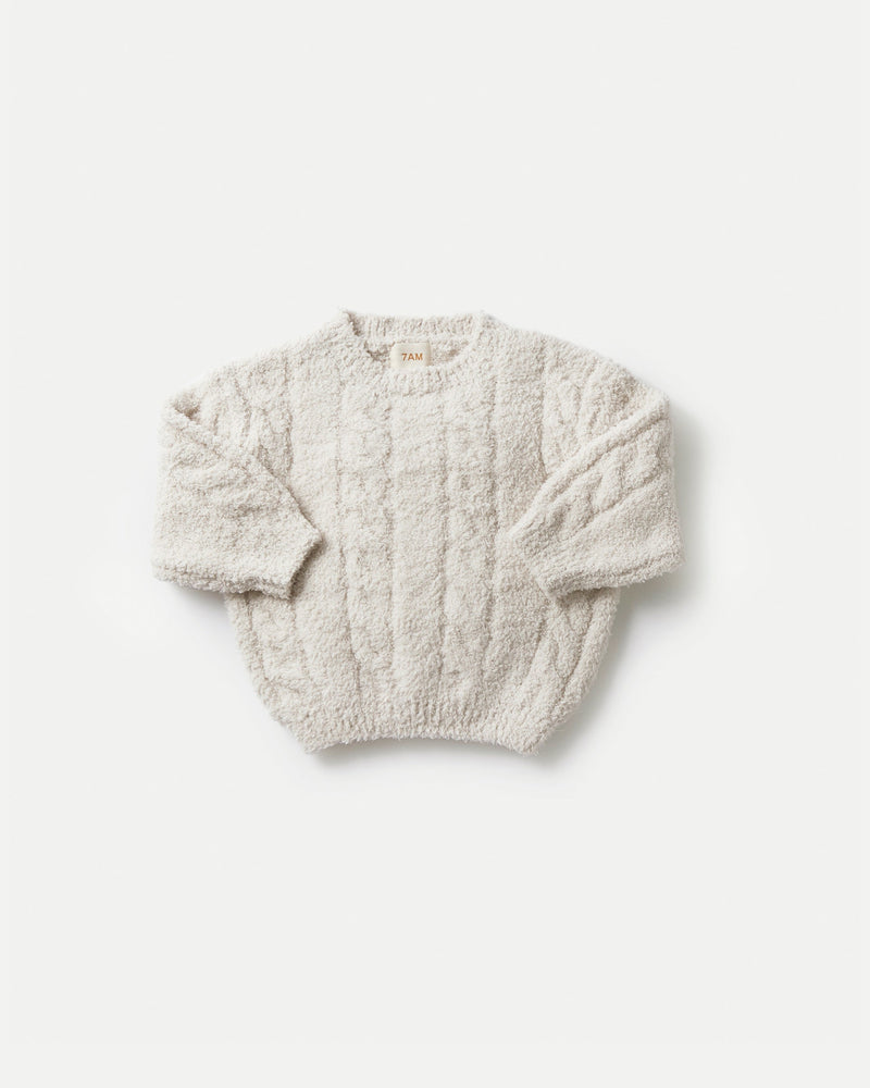 7AM - Boxy Cable Sweater - Fuzzy