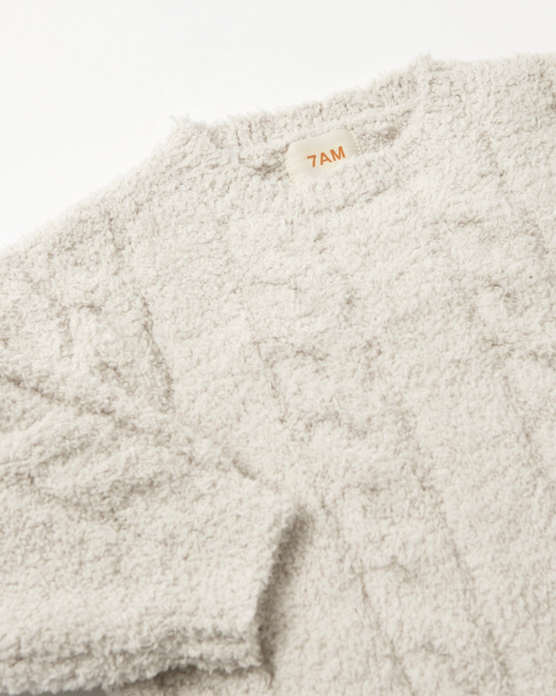 7AM - Boxy Cable Sweater - Fuzzy