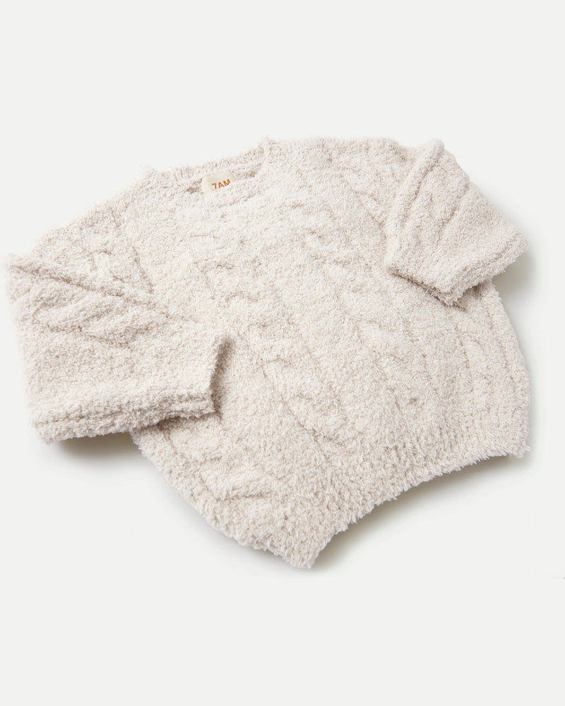 7AM - Boxy Cable Sweater - Fuzzy