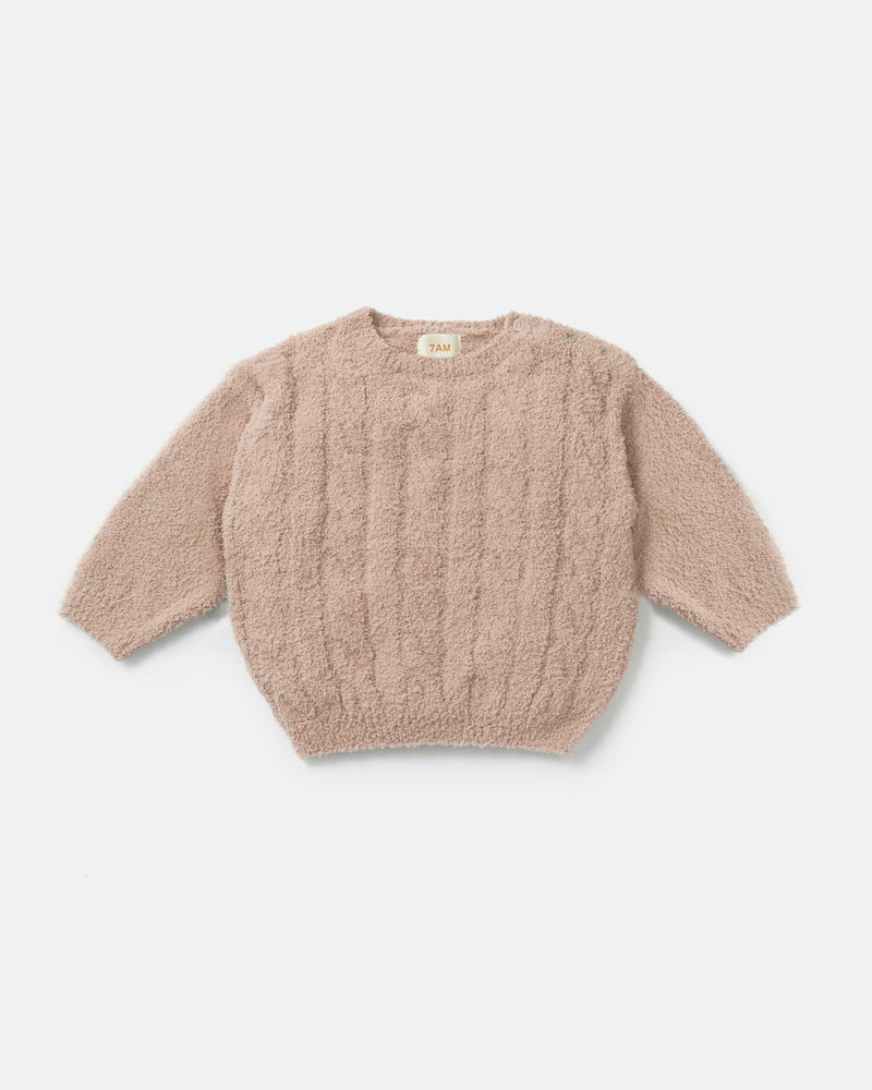 7AM - Boxy Cable Sweater - Fuzzy