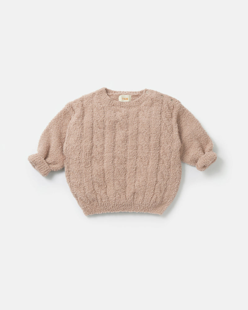 7AM - Boxy Cable Sweater - Fuzzy