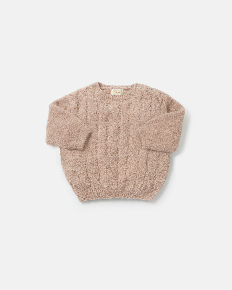 7AM - Boxy Cable Sweater - Fuzzy