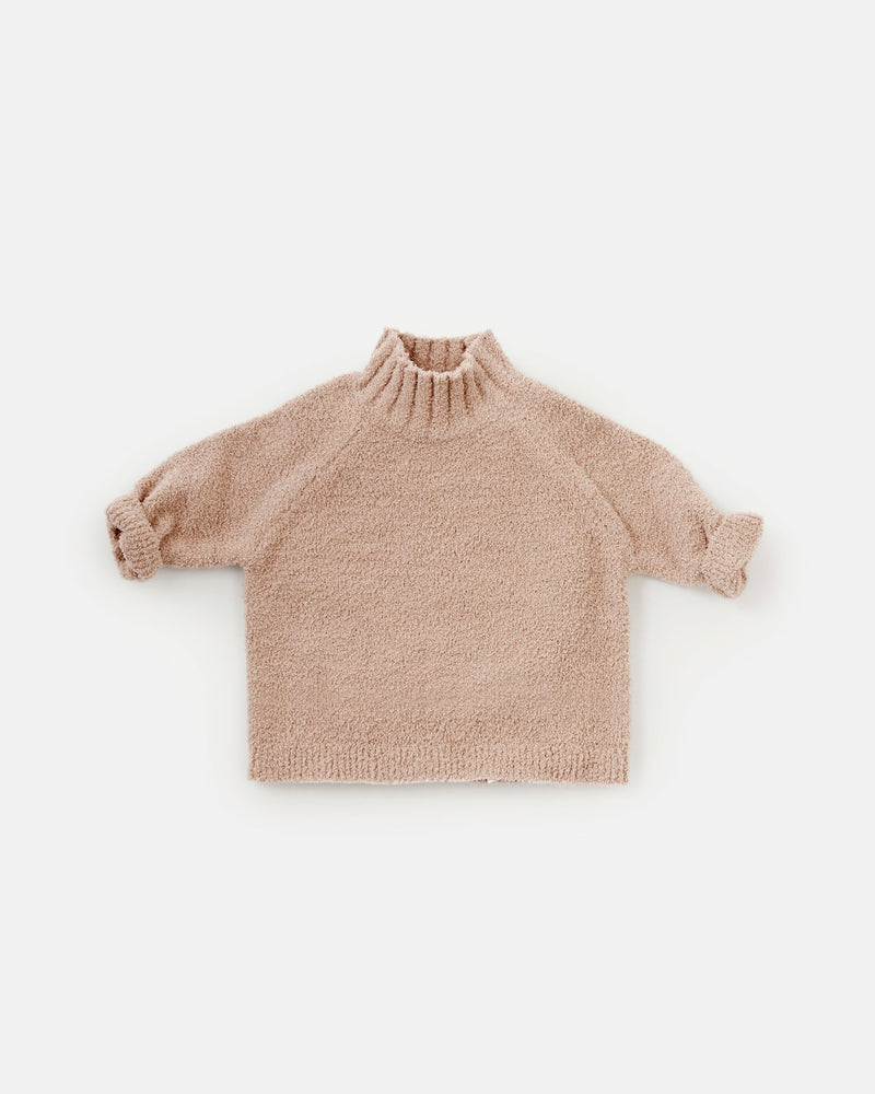 7AM - Boxy Mock Neck Sweater - Fuzzy