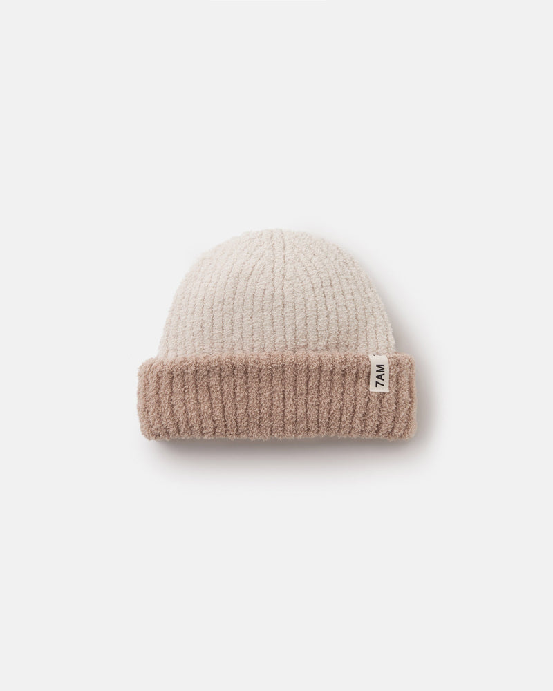 7AM - 2 - Tone Ribbed Beanie - Fuzzy